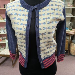 Doncaster Navy and Red Dragonfly Cardigan